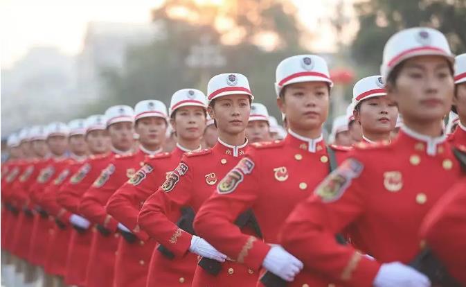 中国女民兵方队，英勇形象的生动展现，中国女民兵方队，英勇形象的辉煌展现