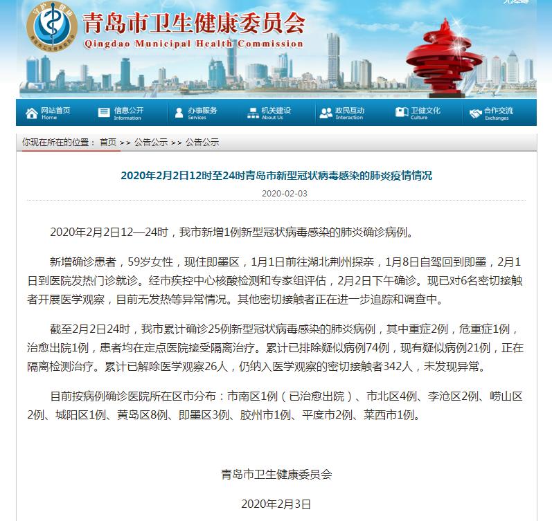 最新消息,青岛新增一例新冠肺炎确诊病例,青岛新增一例新冠肺炎确诊病例,最新进展报告